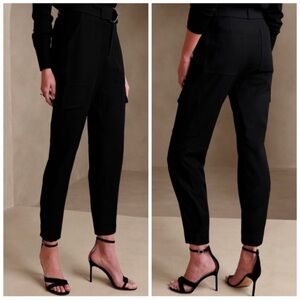 Banana Republic Slim Refined Stretch High Waisted Cargo Pant in Black, 00P